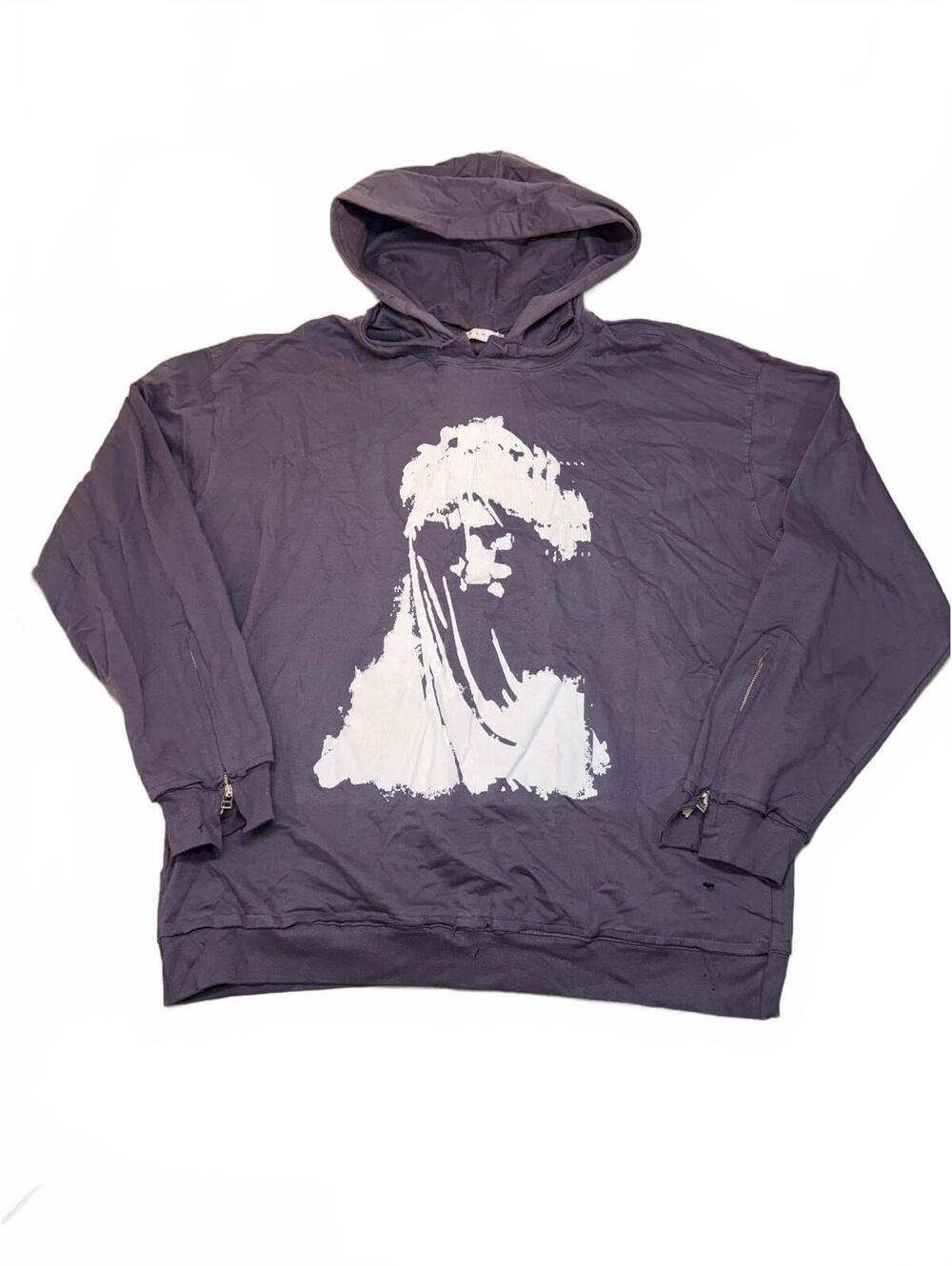 mnml Mary Hoodie XL Vintage Black Graphic Hooded Sweatshirt